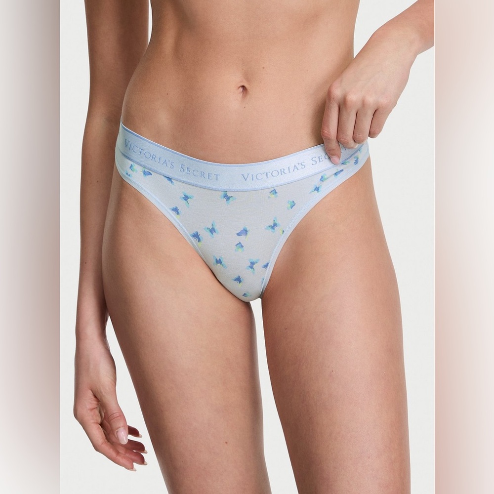 Victoria’s Secret Logo Rib Cotton Thong Panty